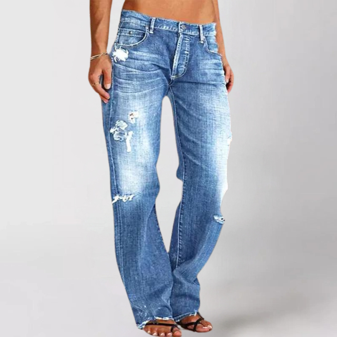 Relaxed fashionable denim wide-leg jeans for Women
