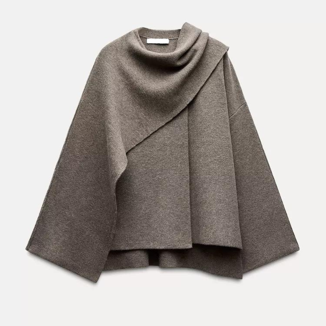 Women's Fashion Asymmetrical Wrap Insulated Poncho – Ideal for Winter Warmth