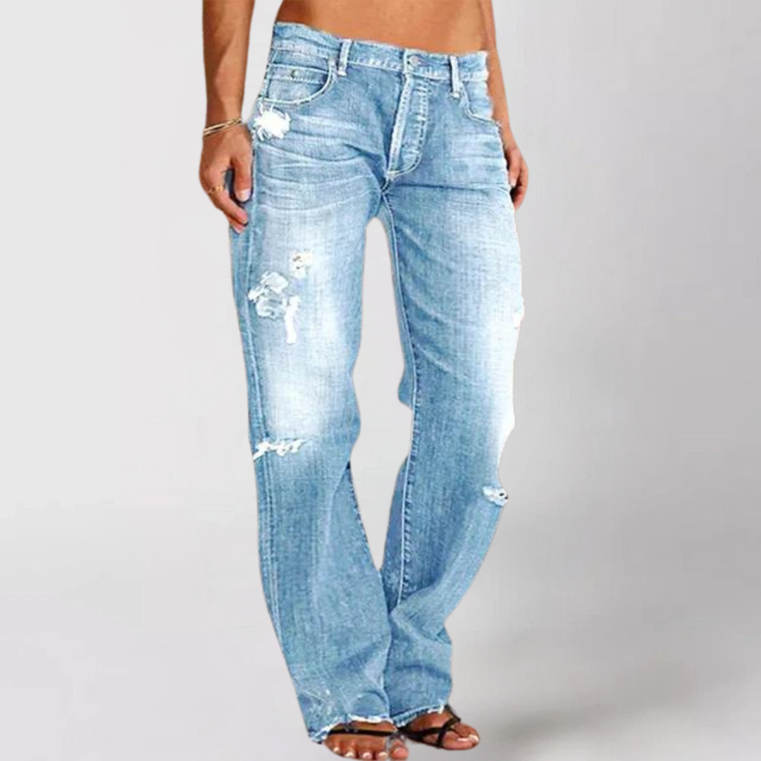 Relaxed fashionable denim wide-leg jeans for Women
