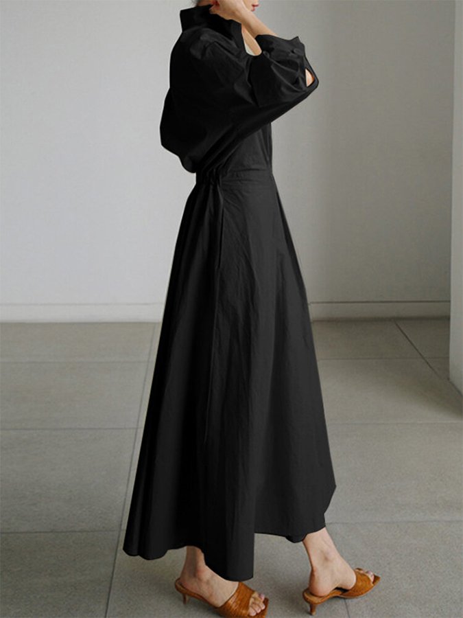 Trendy Classic Belted Maxi Shirt Dress for Women