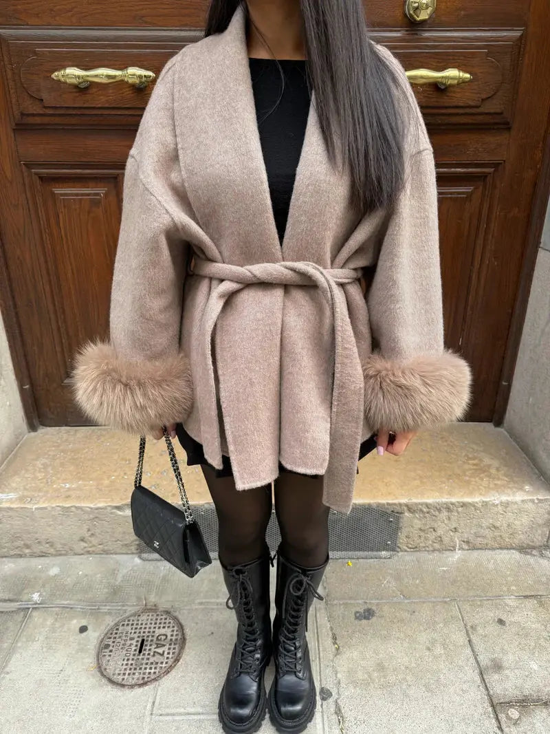 Barey | Women’s Faux Fur Belted Coat