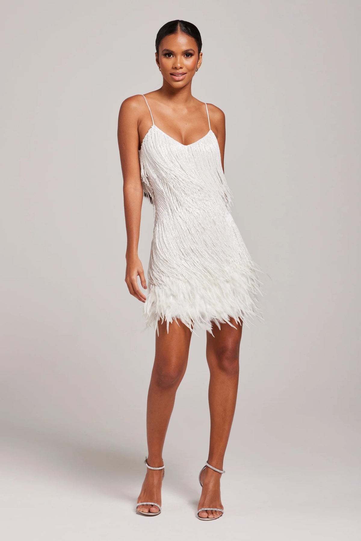 Women’s Elegant Party Night Cocktail Dress with Fringe Feathers