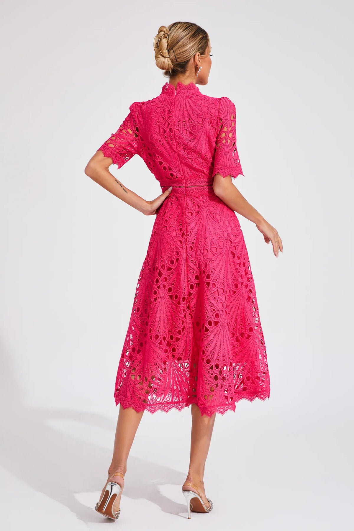 Women's Flattering Lace Party Evening Midi Dress for Women