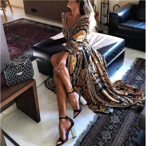 Enchanting Flowy Sunny Party Bohemian Maxi Dress for Women