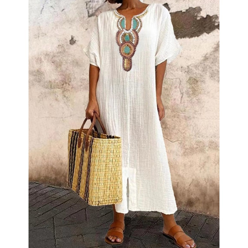 Women's Embroidered Outdoor Relaxed Maxi Dress