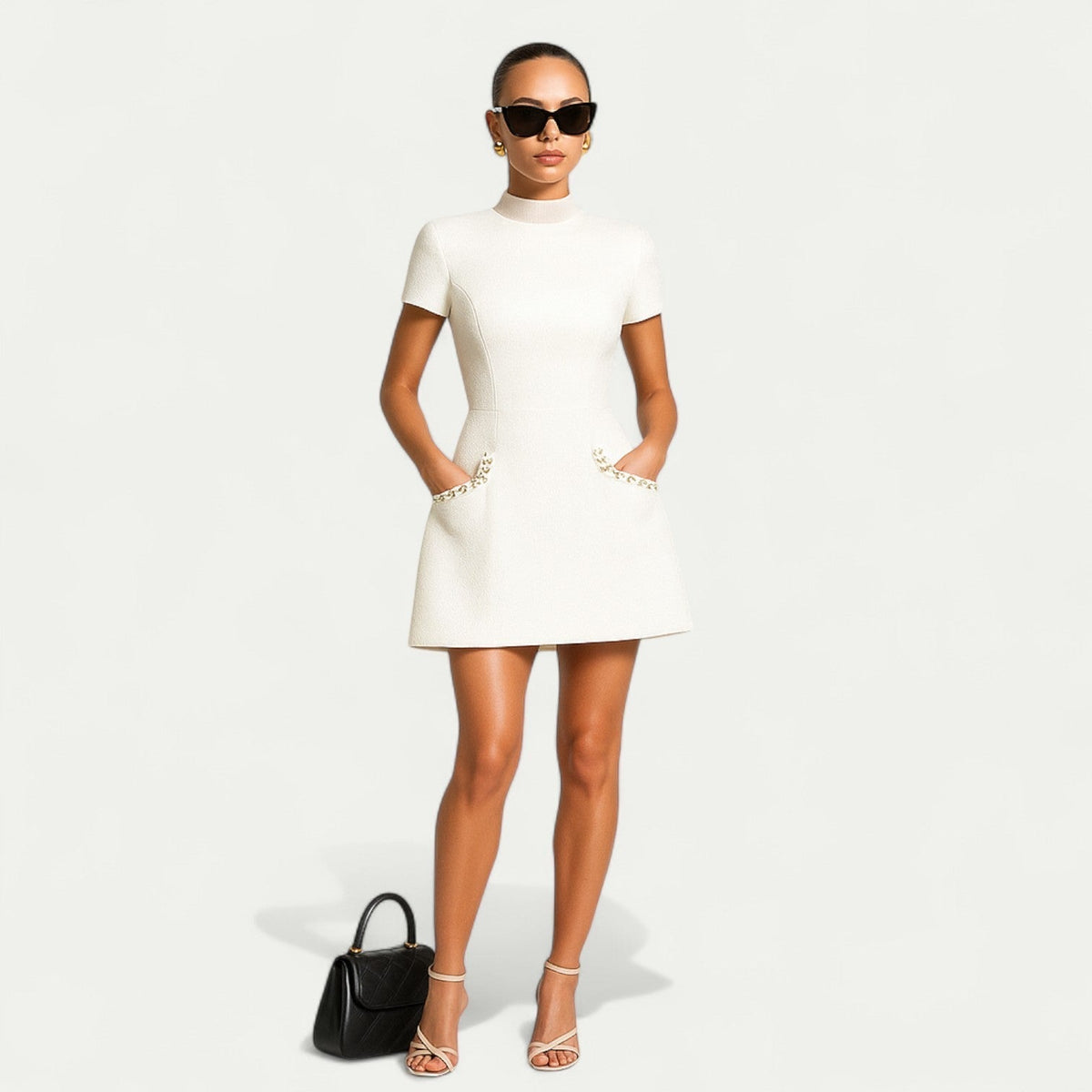 Loraine | Women’s Pearl-Trim Mini Dress