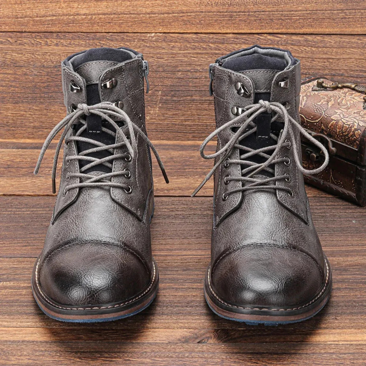 Men’s Retro Versatile Outdoor Durable Lace Ankle Boots