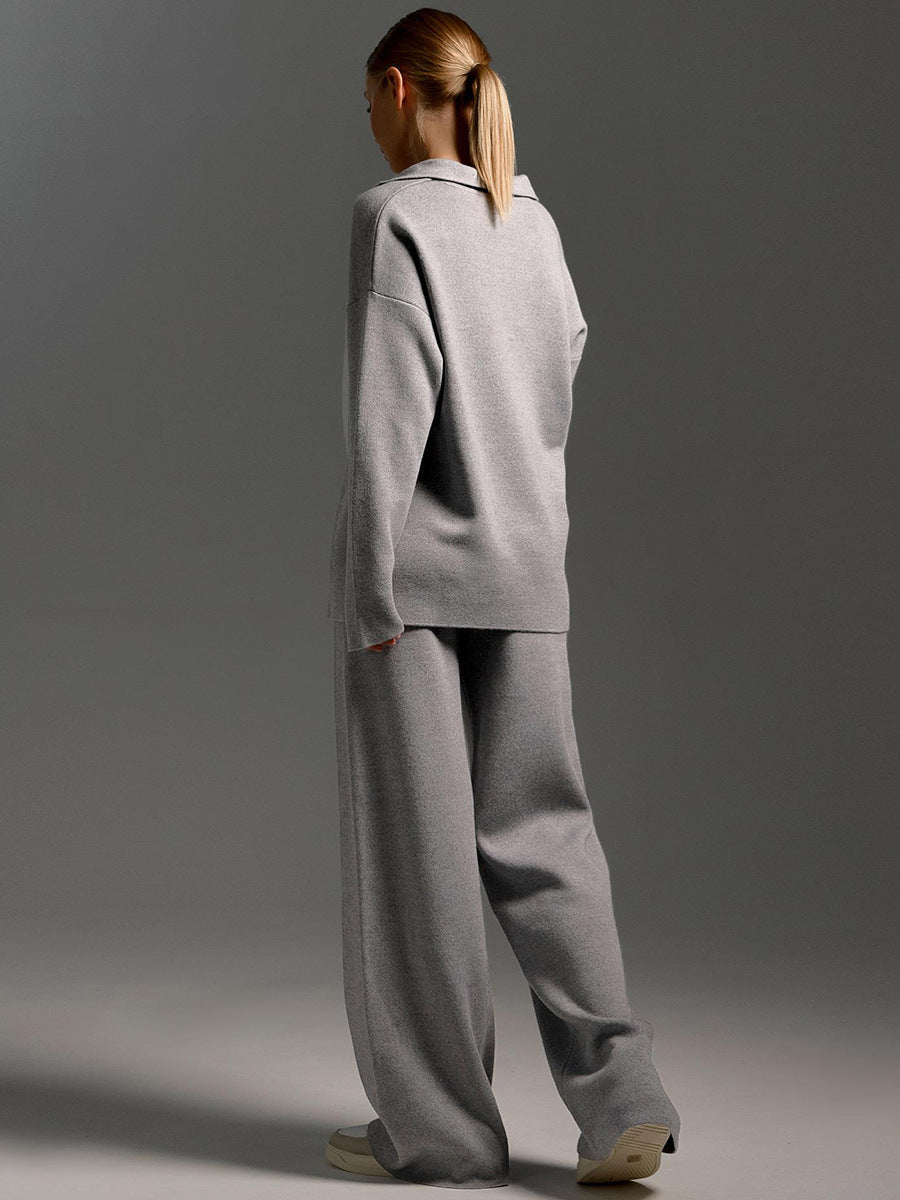 Women's Fashion Modern Elegance Knitted Two-pieces Tracksuit