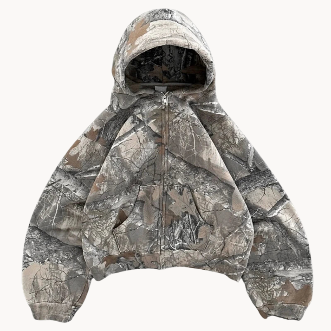 Women's Rugged Camouflage Oversized Cropped Hoodie
