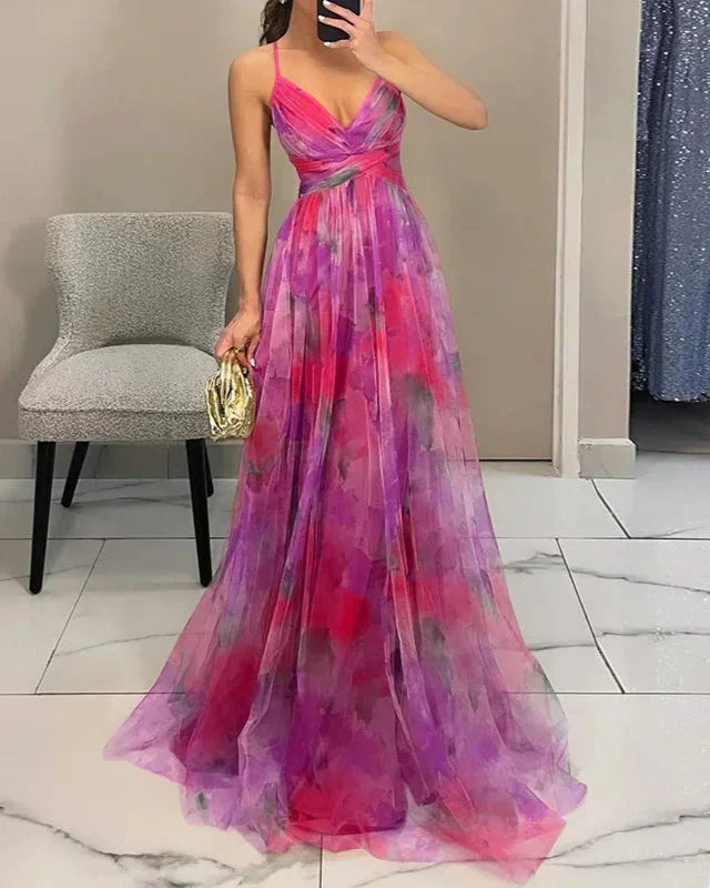 Women's Fashion Floral Maxi Dress - Ideal for Parties, Beach Outings, and Outdoor Getaway