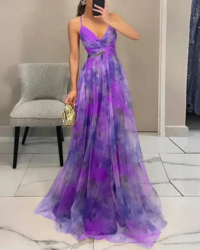 Women’s Effortless Floral Printed Maxi Style Summer Dress for Evening Parties