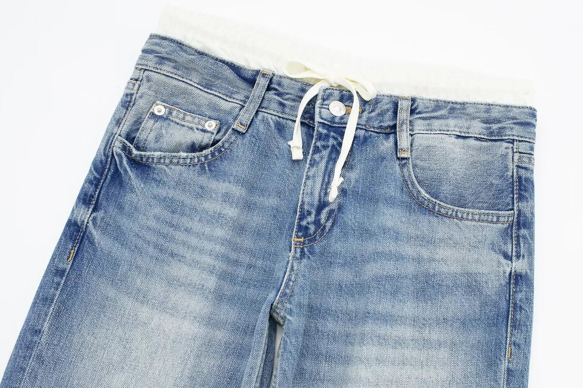 Casual Mid‑Waist Straight‑Leg Jeans for Women
