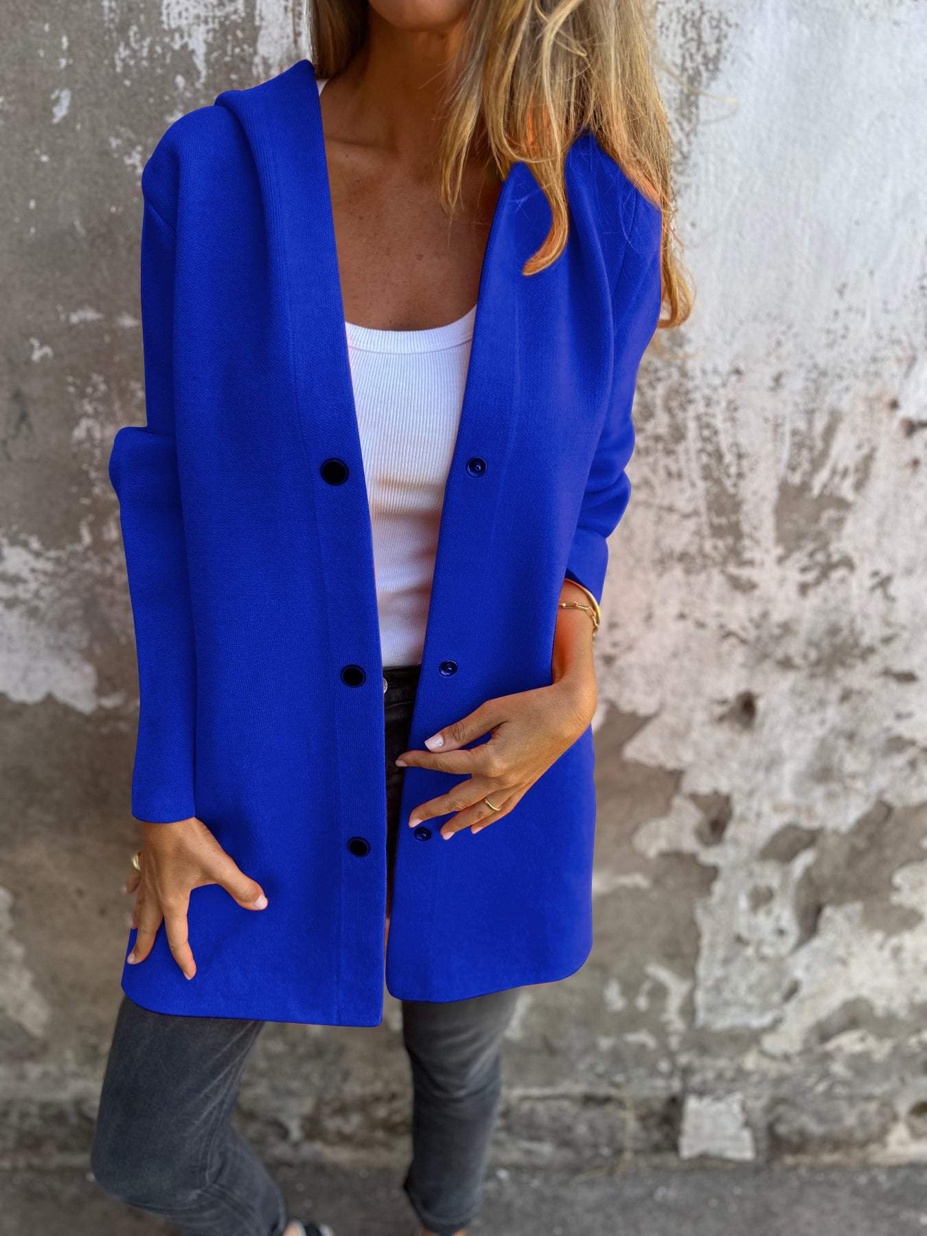Women's Fashion Stylish Long Hooded Jacket for Mid-Season