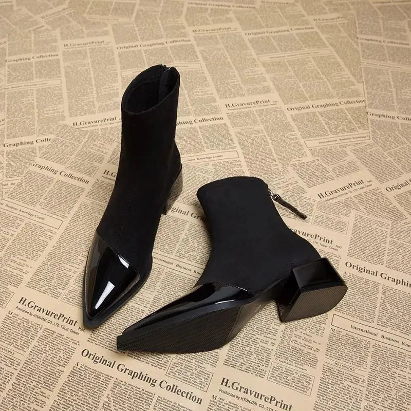 Women's Fashion Stand-out Block Heel Ankle Boots