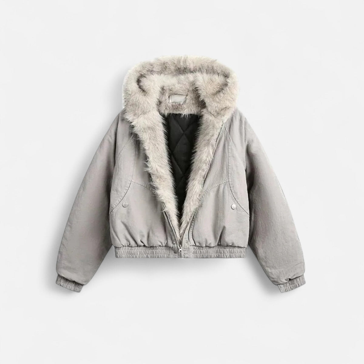 Women's Classic Winter Fur Collar Hooded Coat with Functional Pockets