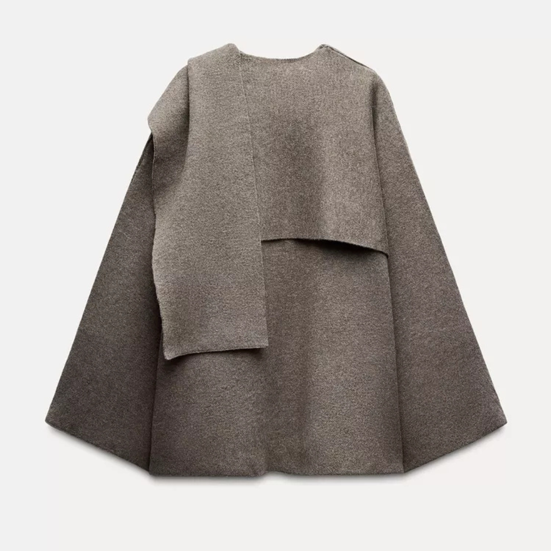 Women's Fashion Asymmetrical Wrap Insulated Poncho – Ideal for Winter Warmth