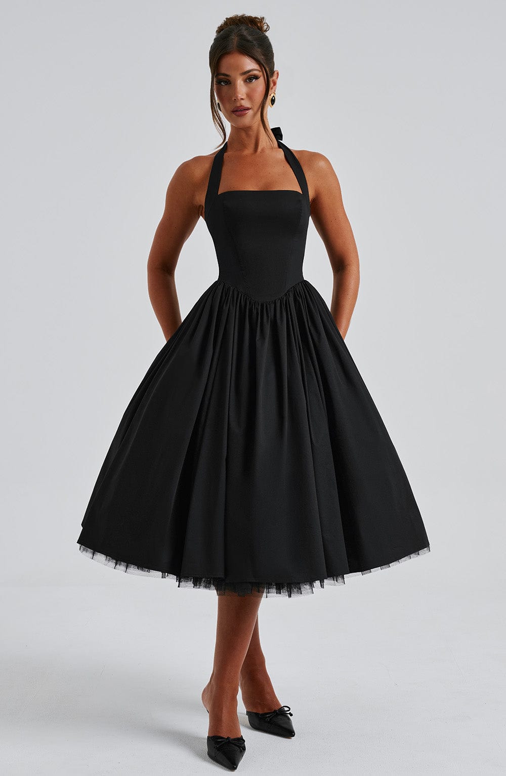 Women's Halter Party Light Wrap Elegant Wedding Guest Dress