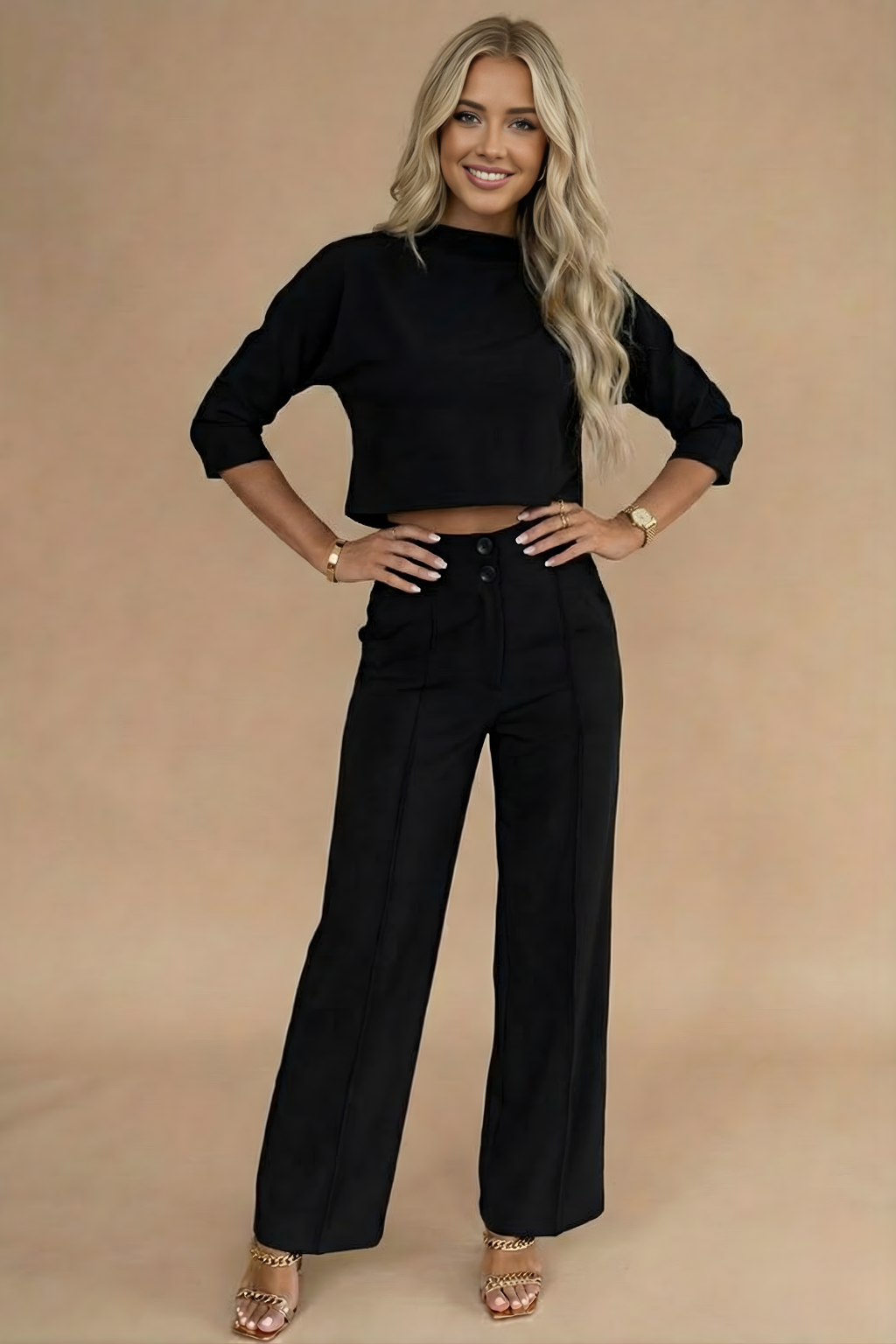 Averra | Women’s Two-Piece Cropped Top and Trousers Set