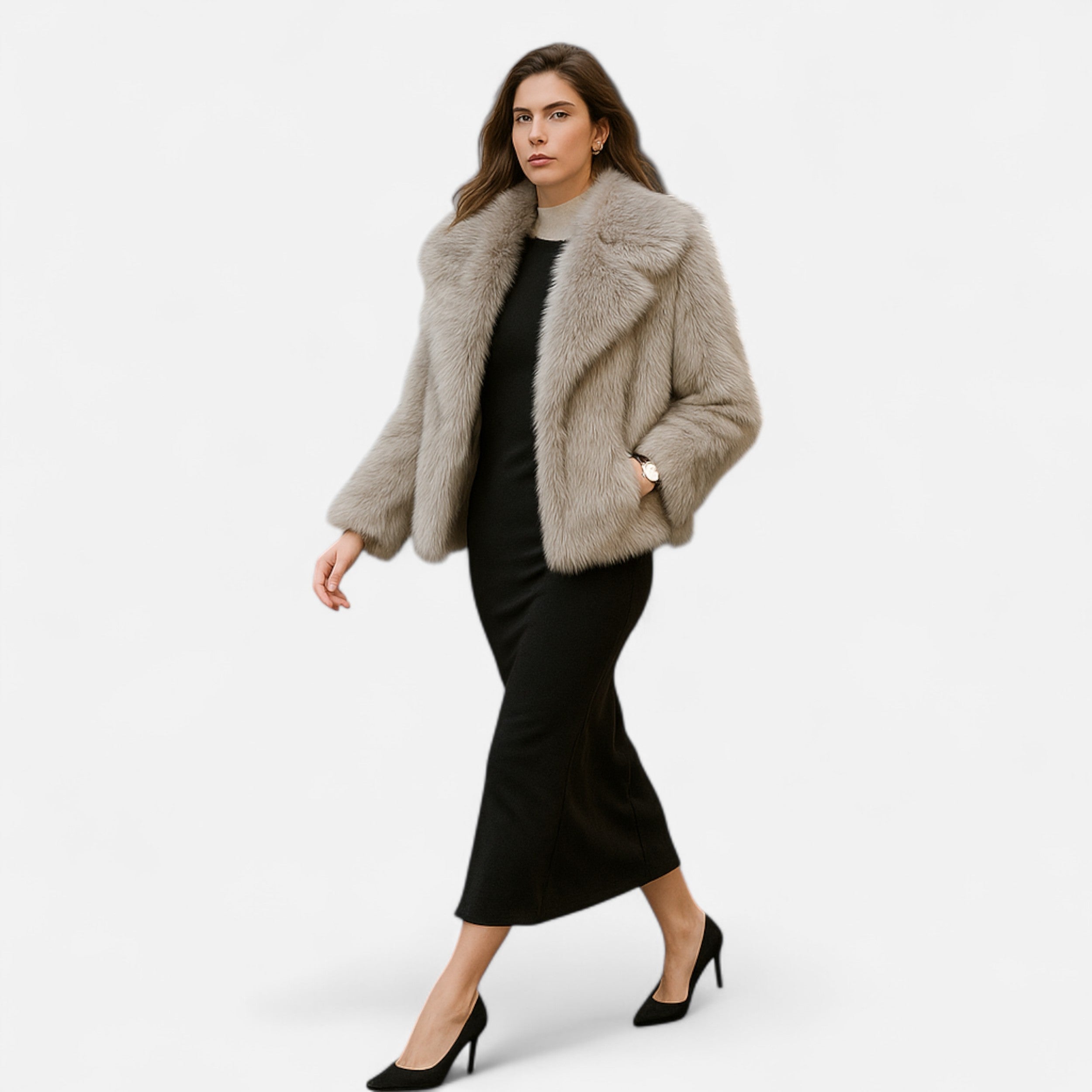 Women’s Cozy Fluffy Warm Plush Faux Fur Winter Coat