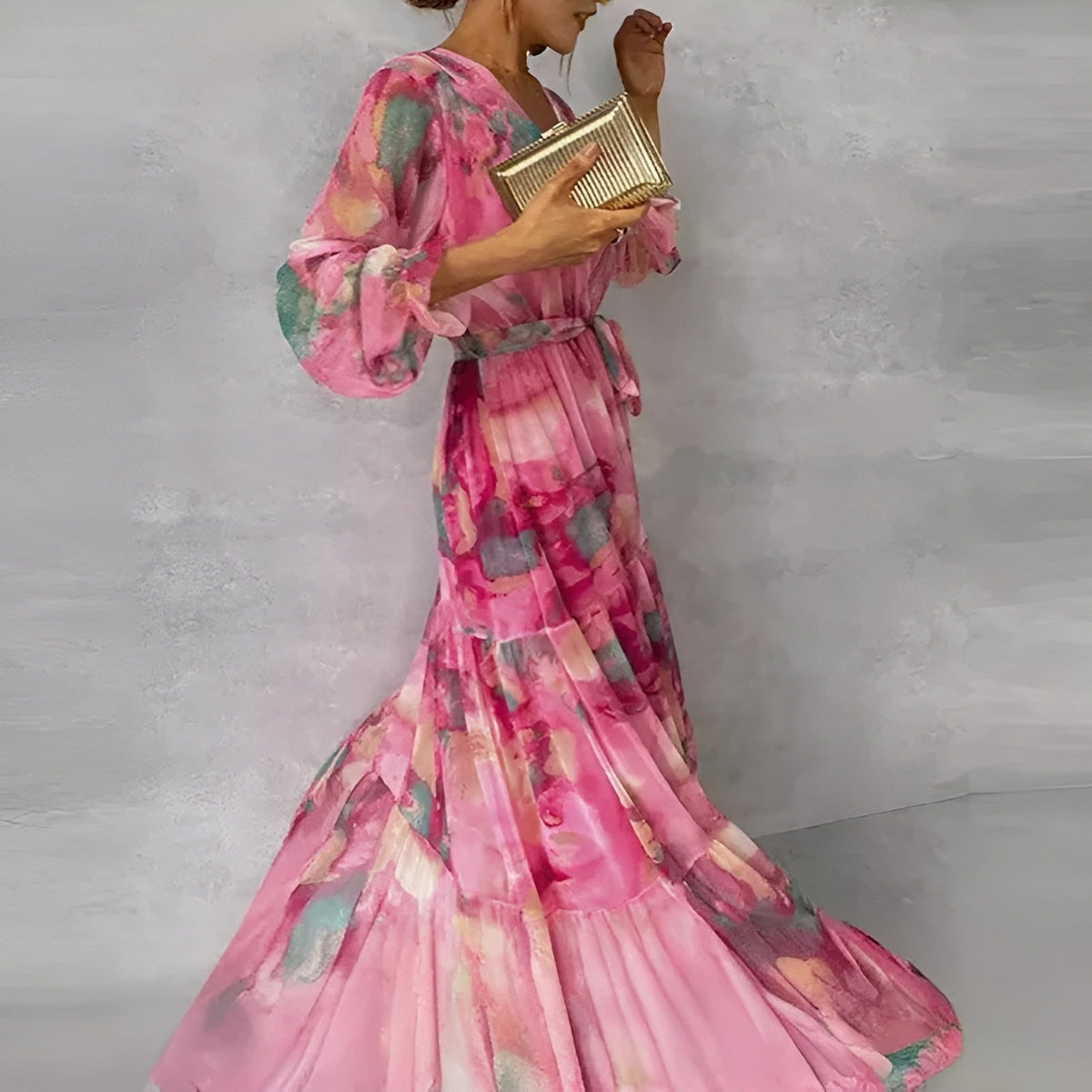 Women’s Chic Flowy Floral Pleated Summer Dress for Events