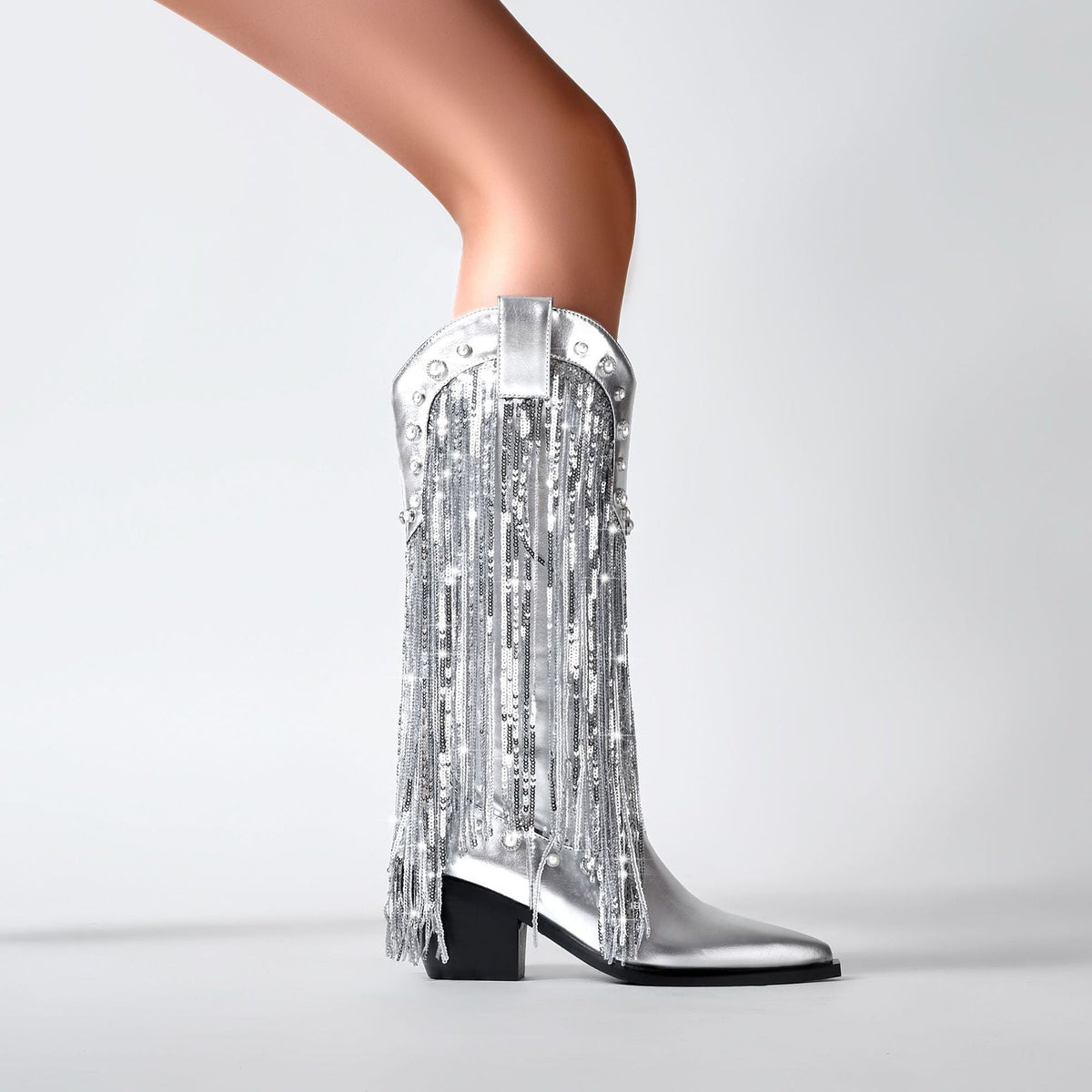 Statement Transitional Fringe Cowboy Knee High Boots for Women