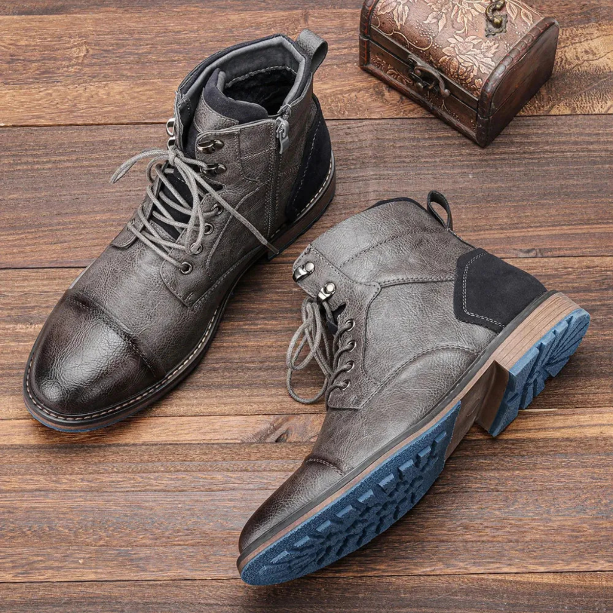 Men’s Retro Versatile Outdoor Durable Lace Ankle Boots