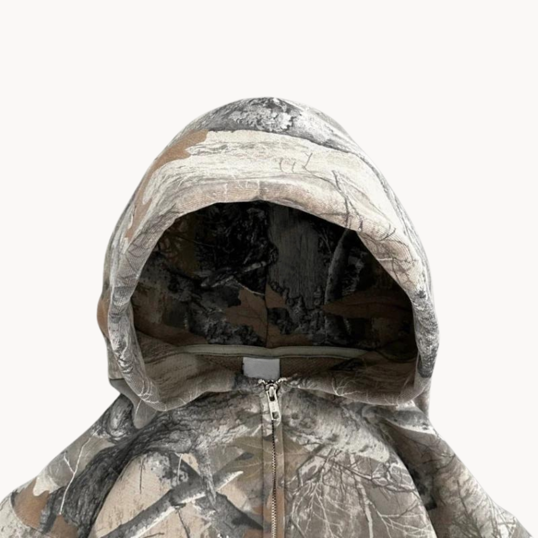 Women's Rugged Camouflage Oversized Cropped Hoodie