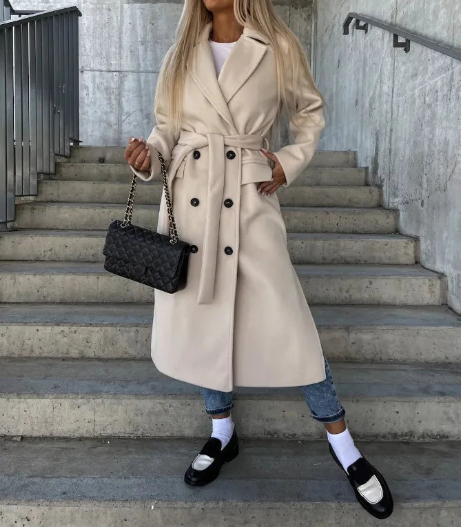Women’s Longline Trench Coat Classic Warm Winter Layer