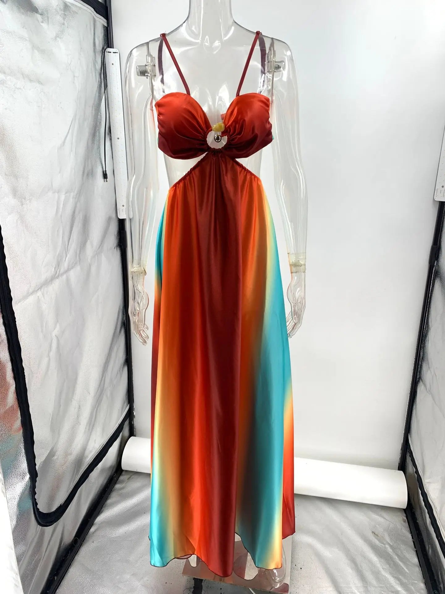 Luxurious Airy Figure-Hugging Knot Front Evening Maxi Dress for Women