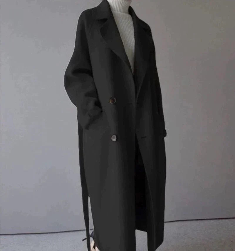 Women's Elegant Formal Sleek Long Wool Coat