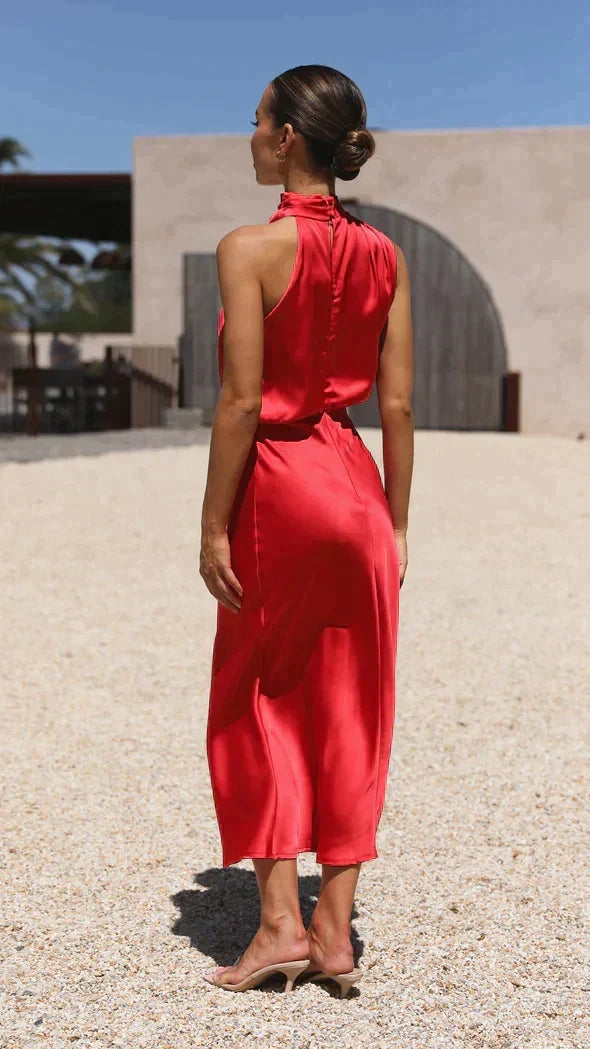 Women's Long Halter Formal Wedding Guest Bridesmaid Dress for All Occasion