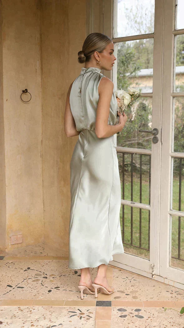 Women's Long Halter Formal Wedding Guest Bridesmaid Dress for All Occasion