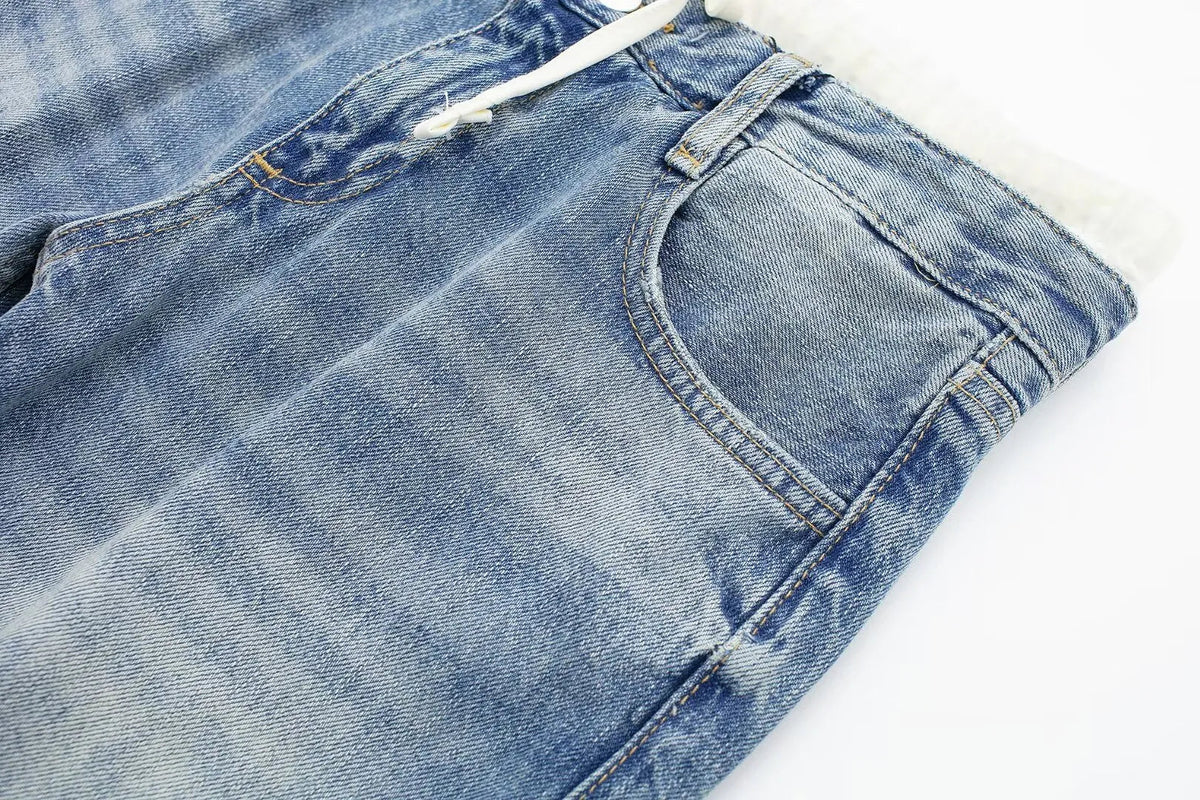 Casual Mid‑Waist Straight‑Leg Jeans for Women